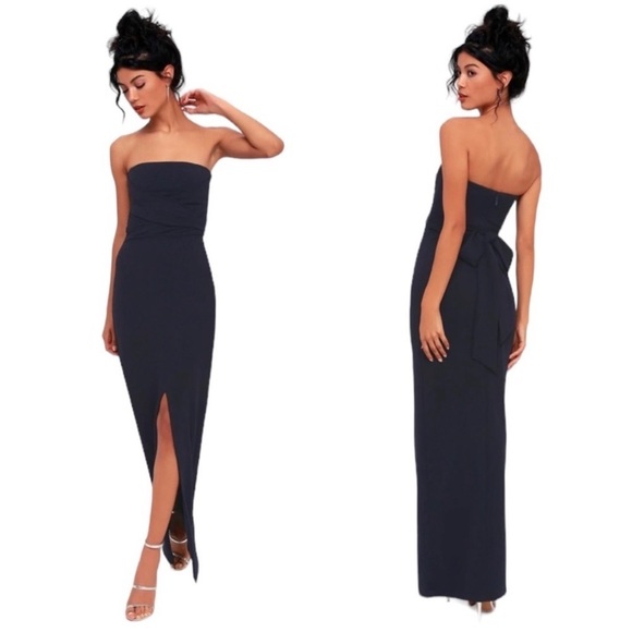 Lulus Dresses & Skirts - Lulus Dress Own the Night Strapless Maxi Dress Navy Size Small